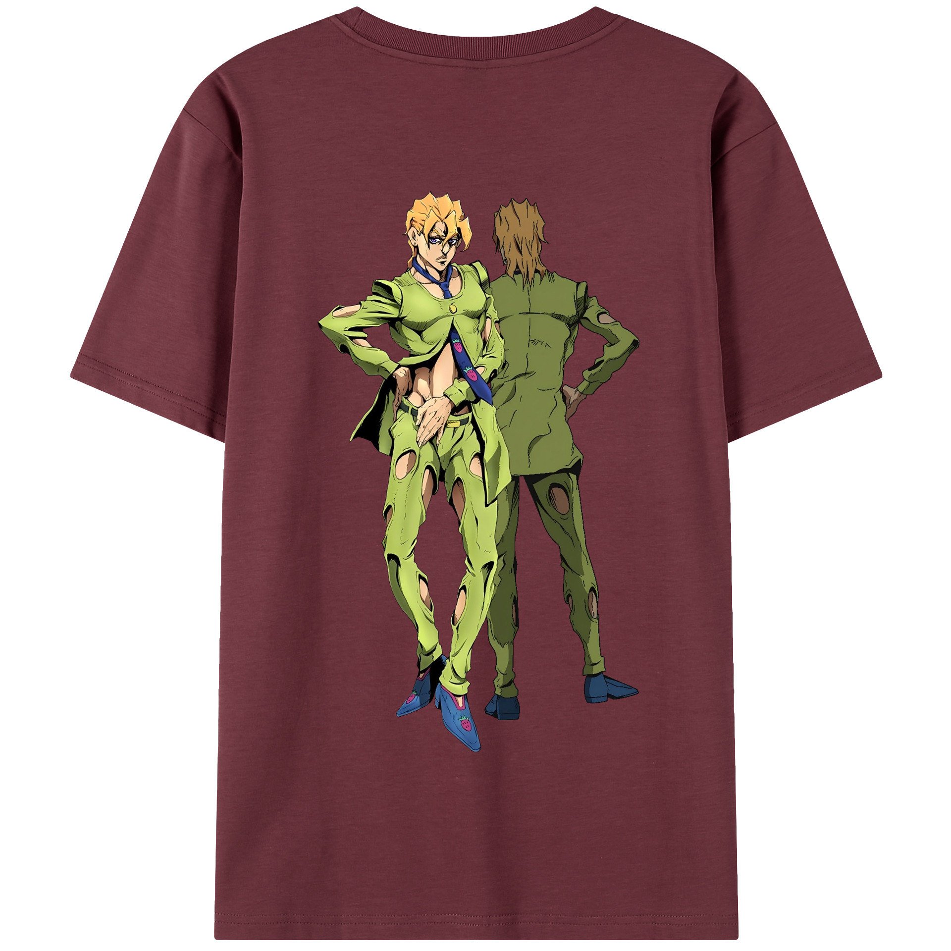 （画像用） ジョジョの奇妙な冒険 パンナコッタ?フー JoJo's Bizarre Adventure Pannacotta Fugo 綿100％半袖Tシャツ（背面プリント）